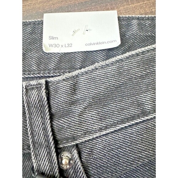 Calvin Klein Mens Slim-Straight Fit Jeans Pants Denim Dark Gray/black30w 32L New - Picture 3 of 7